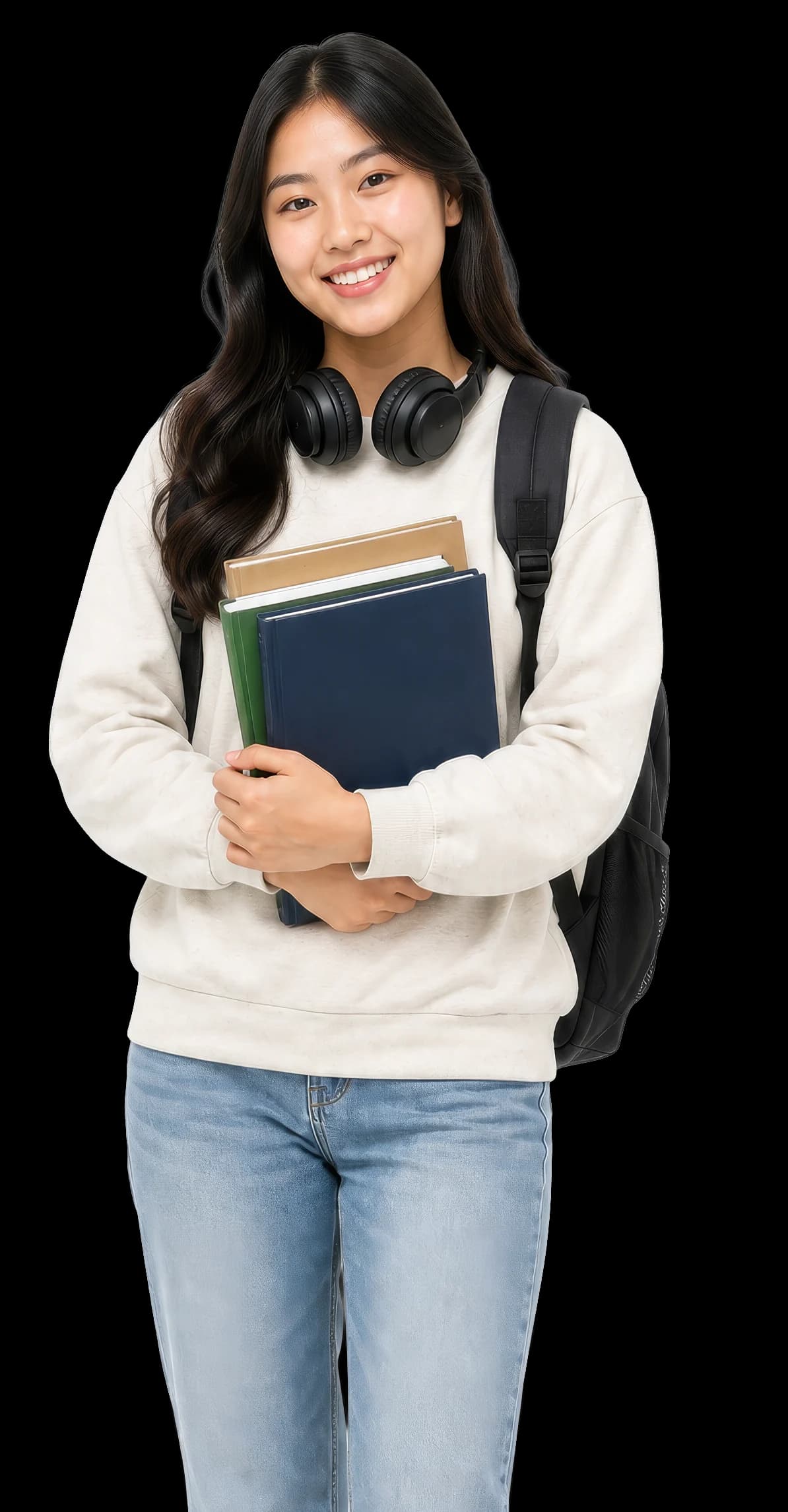 Student holding books