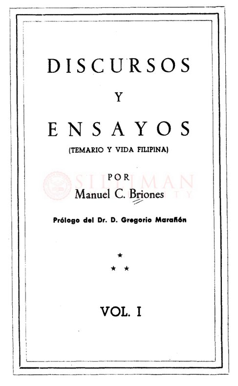 Thumbnail for Discursos y ensayos (Temario y vida filipina)