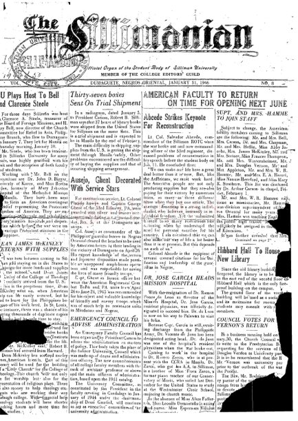 Thumbnail for The Sillimanian (Vol. II, Nos. 1–8; March 1946 – November 1946 / Reconstruction Issues)