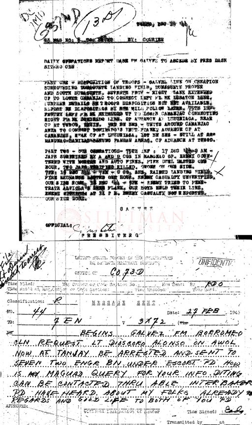 Thumbnail for Daily operations report: disposition of troops and enemy casualties (Dumaguete Area)