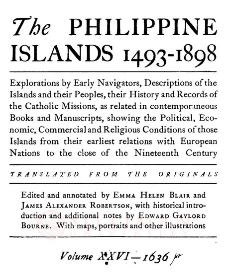 Thumbnail for The Philippine Islands, 1493-1898 (Vol. 26, 1636)