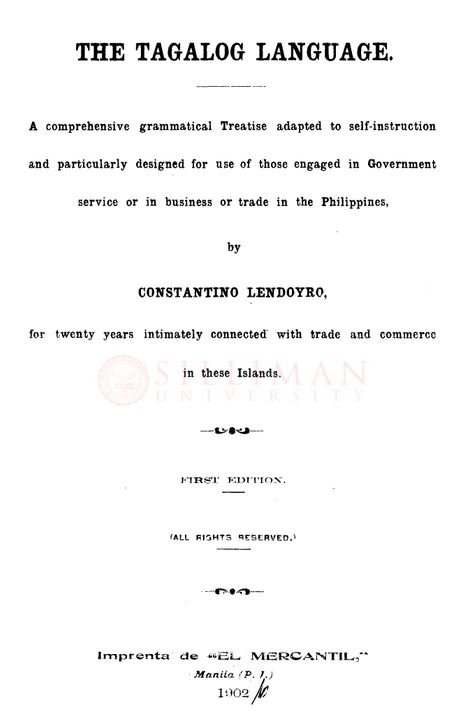 Thumbnail for The Tagalog language: a comprehensive grammatical treatise adapted to self-instruction and particularly designed for use of those engaged in Government service or in business or trade in the Philippines