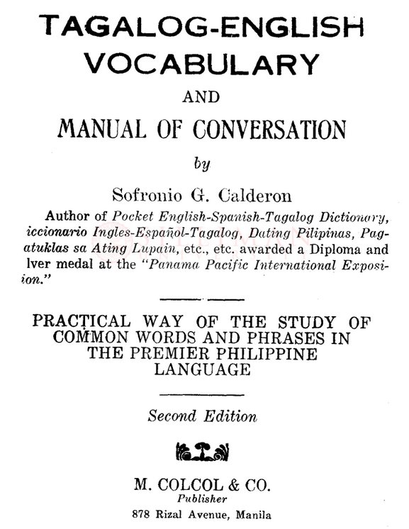 Thumbnail for Tagalog-English vocabulary and manual of conversation