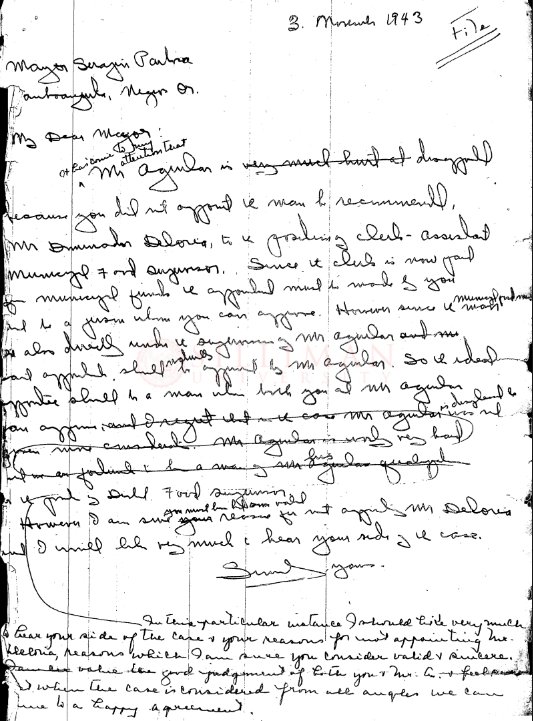 Thumbnail for Letter to Mayor Serapio Palma of Cantabaog, Negros Oriental, Regarding Mr. Aguilar and Mr. Dolores