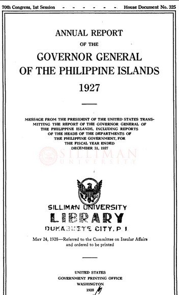 Thumbnail for Annual Report of the Governor General of the Philippine Islands 1927