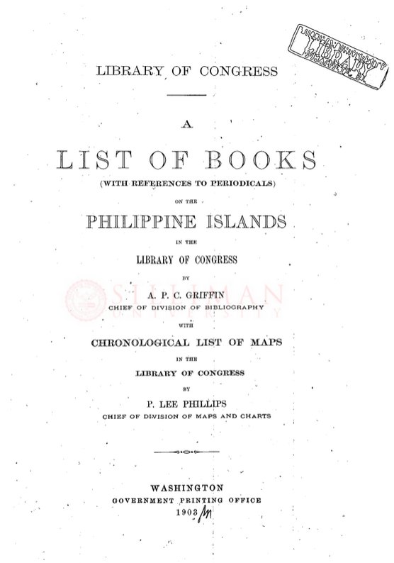Thumbnail for A List of Books (with references to periodicals) on the Philippine Islands in the Library of Congress