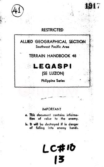 Thumbnail for Terrain handbook 48: Legaspi (SE Luzon) (Philippine series)