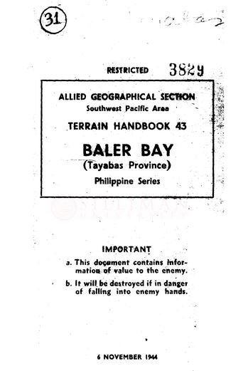 Thumbnail for Terrain handbook 43: Baler Bay (Tayabas Province), Philippine series