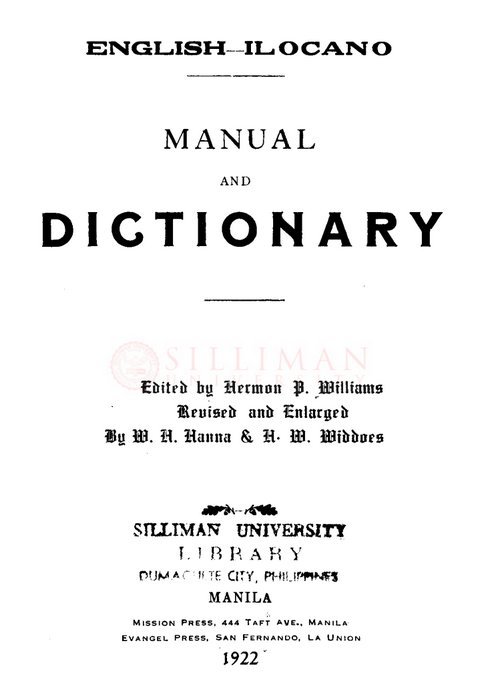 Thumbnail for English-Ilocano manual and dictionary