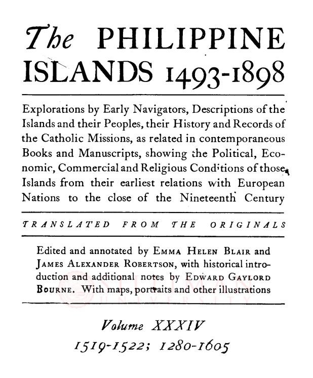 Thumbnail for The Philippine islands, 1493–1898 (Vol. 34, 1519–1522; 1280–1605)