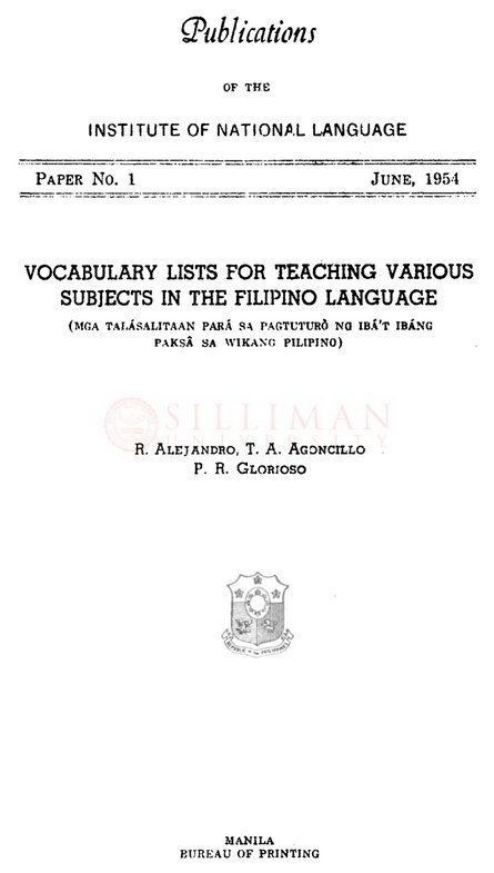 Thumbnail for Vocabulary lists for teaching various subjects in the Filipino language (Mga Talásalitaan Para Sa Pagtuturo Ng Iba't Ibang Paksa Sa Wikang Pilipino)