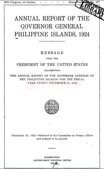 Thumbnail for Annual Report of the Governor General of the Philippine Islands, 1924