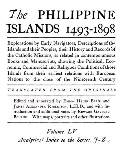 Thumbnail for The Philippine Islands, 1493–1898: analytical index to the series, J–Z (Vol. 55)