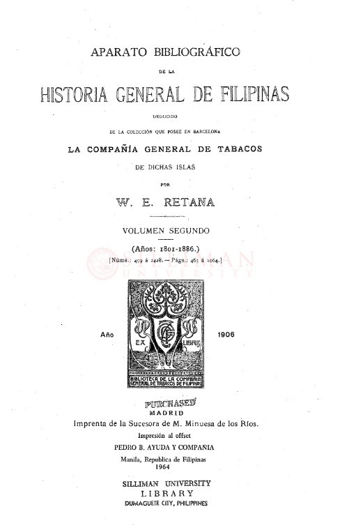 Thumbnail for Aparato Bibliográfico de la Historia General de Filipinas (Volumen Segundo)