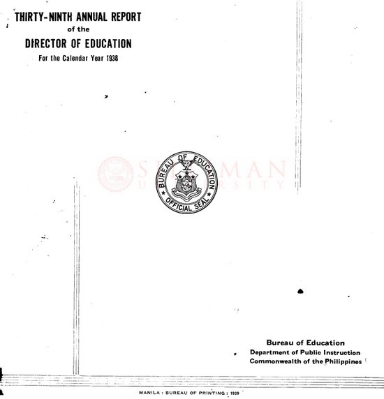 Thumbnail for Thirty-ninth annual report of the Director of Education for the calendar year 1938