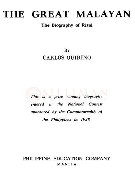 Thumbnail for The great Malayan: the biography of Rizal