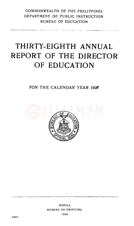 Thumbnail for Thirty-eighth annual report of the Director of Education for the calendar year 1937