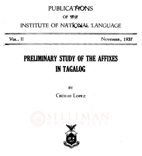Thumbnail for Preliminary study of the affixes in Tagalog
