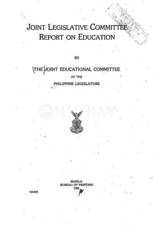 Thumbnail for Joint Legislative Committee Report on Education