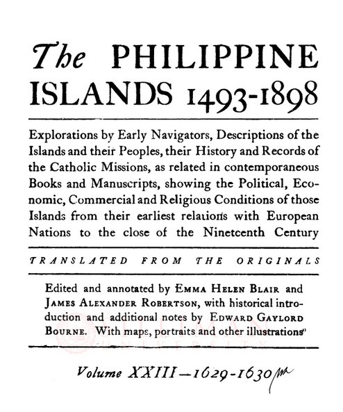 Thumbnail for The Philippine Islands, 1493-1898 (Vol. 23, 1629-1630)